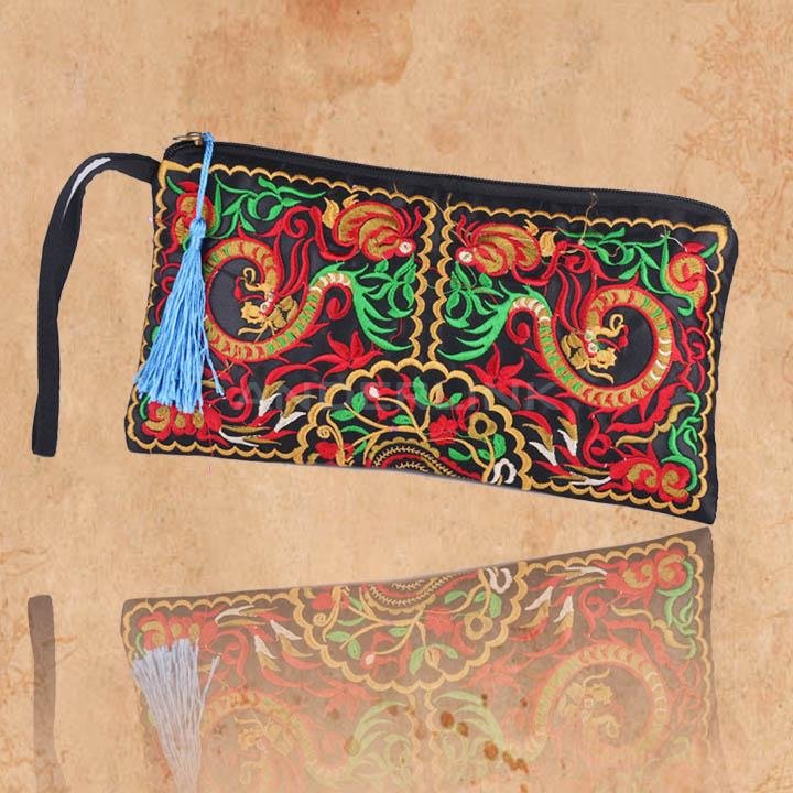 unknown New Women Bag Handbag Wallet Purse National Retro Embroidered Phone Change Coin With Tassel