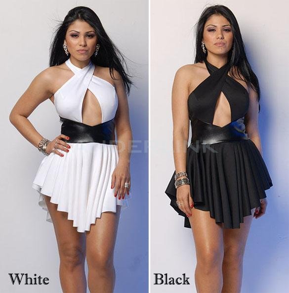 New Sexy Women Bandage Mini Dress Bodycon Halter Sleeveless Party Dress