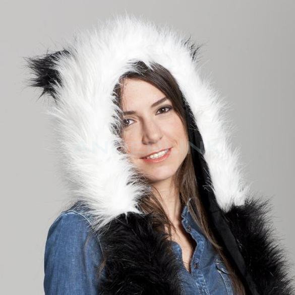 Winter Hat Cap Animal Artificial Fur One Piece Cap Scarf