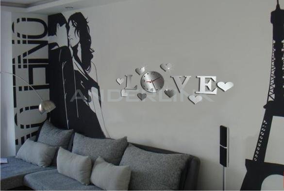 Fashion Home decoration Mirror Effect Wall Clock Modern Design Wall Decoration Home Art DIY Letters stickers wall Stickers