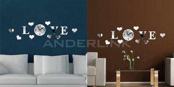 Fashion Home decoration Mirror Effect Wall Clock Modern Design Wall Decoration Home Art DIY Letters stickers wall Stickers