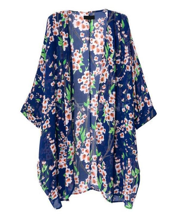 Bohemia Women Ethnic Floral Print Chiffon Long Kimono Top Blouse Cardigan