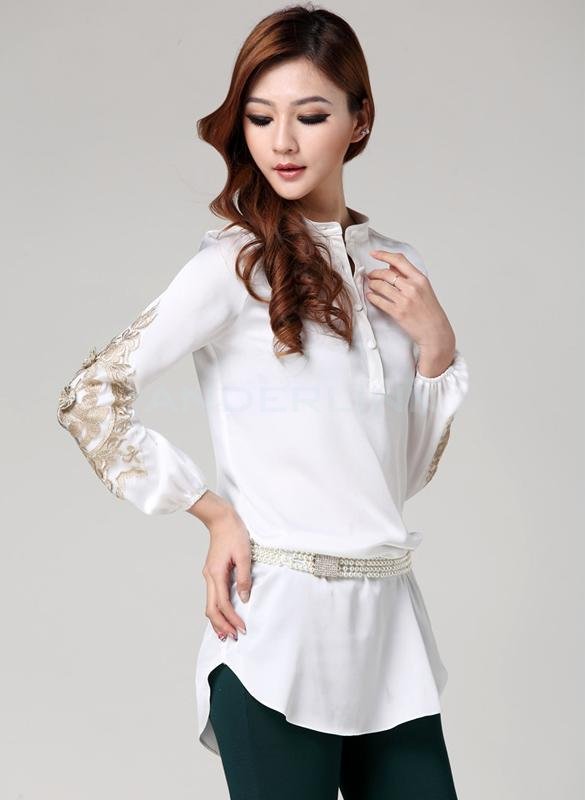 unknown New Women Blouses Spring Women Fashion Shirt High-end Embroidery Long Europe Large Size Blouse