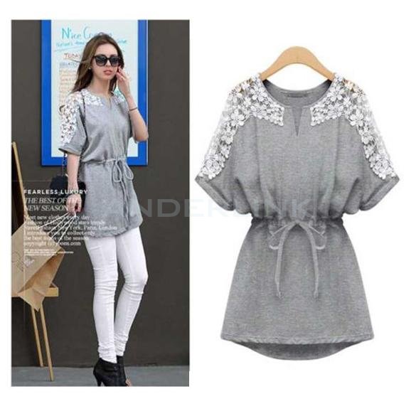unknown New Women's Sexy Style Lace Flower Casual Short Sleeve Ladies Party Evening Mini Dress