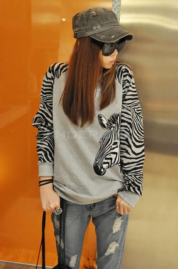 unknown Womens Women's Zebra Print Long Sleeve Sweater Shirt Tops