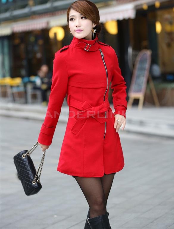 unknown New Women's Super Stylish Wool Blend Warm Long Coat Jacket Belt Overcoat
