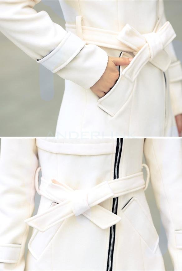 New Women's Super Stylish Wool Blend Warm Long Coat Jacket Belt Overcoat