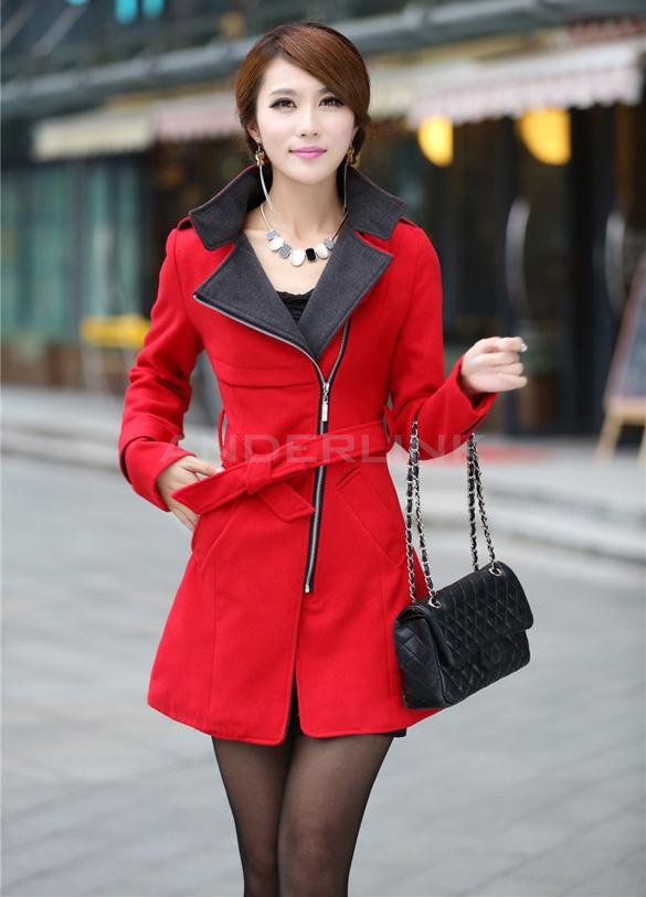 New Women's Super Stylish Wool Blend Warm Long Coat Jacket Belt Overcoat