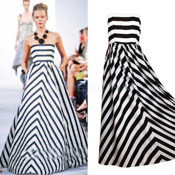 unknown New Women's High Quality Sleeveless Stripe Maxi Long Chiffon Beach Party Dress