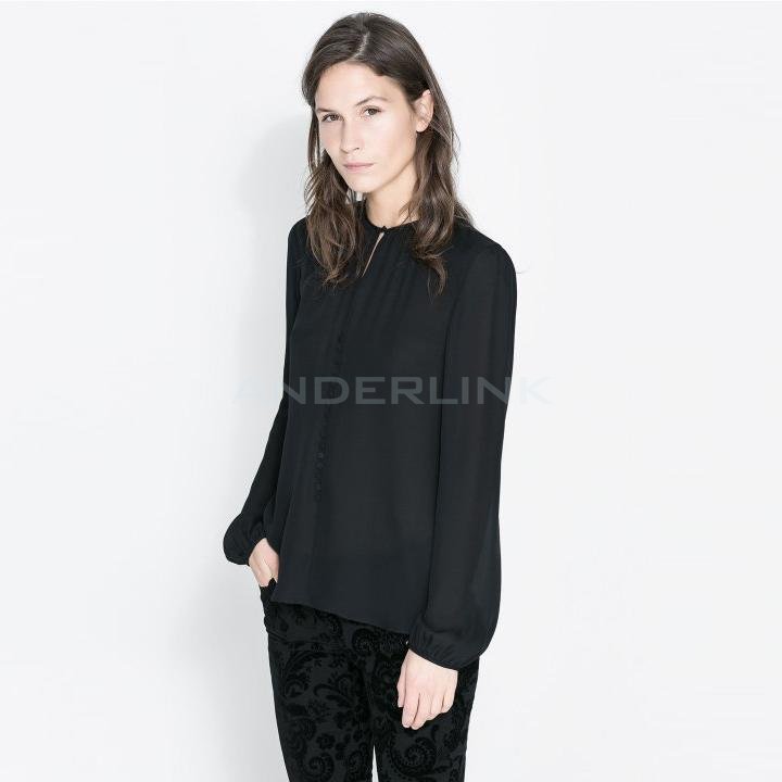 unknown Lady's Fashion Sexy Button Blouse Women Elegant Long Sleeve Pullover Shirt Tops