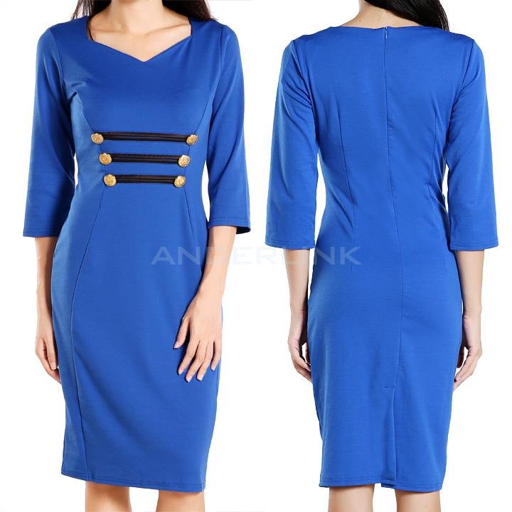unknown Womens Pinup Stretch Tunic Business Casual Work Party Sheath Pencil Dress