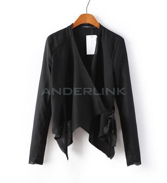 unknown Women Vintage Lace Up Irregular Jacket Trench Coat Overcoat Parka Windbreaker