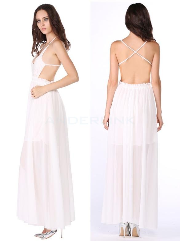 unknown Fashion Women Sexy Maxi Sleeveless Backless Bandage Dress Casual Beach Party Long Dresses