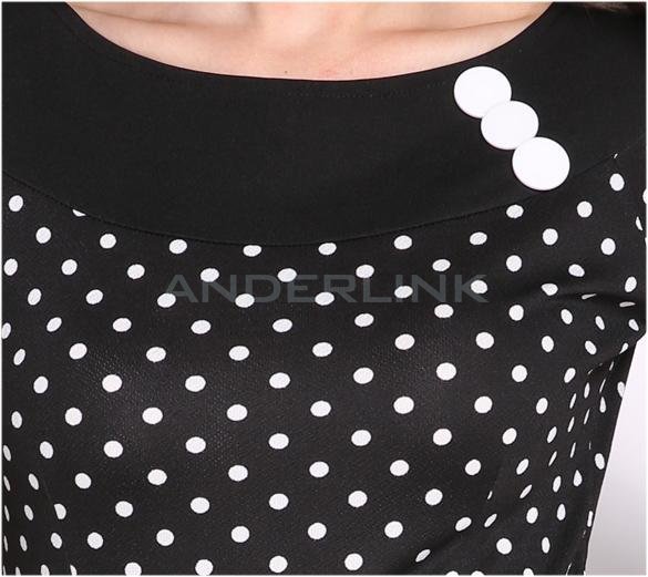 Women's Elegant OL Polka Dot Work Evening Party Cocktail Bodycon Pencil Dress
