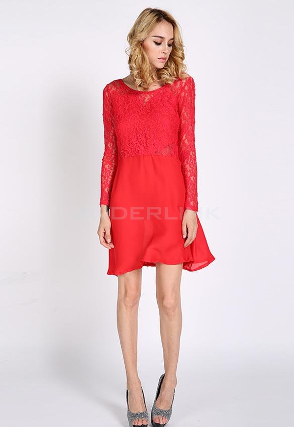 unknown Women's Ladies Fashion Lace Backless Bowknot Cocktail Evening Red Short Mini Dress
