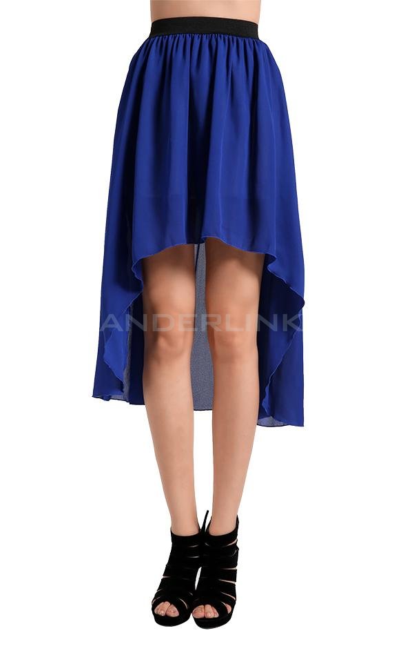 unknown New Women Girls Chiffon Asymmetric Irregular Elastic Long Dress Skirt