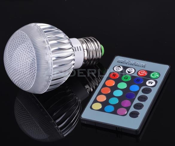 unknown E27 15W RGB LED Light Color Changing Lamp Bulb 85-265V With Remote Control New