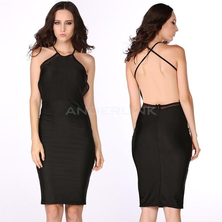 unknown Women Sexy Slim Fit Backless Bodycon Party Cocktail Evening Bandage Club Dress