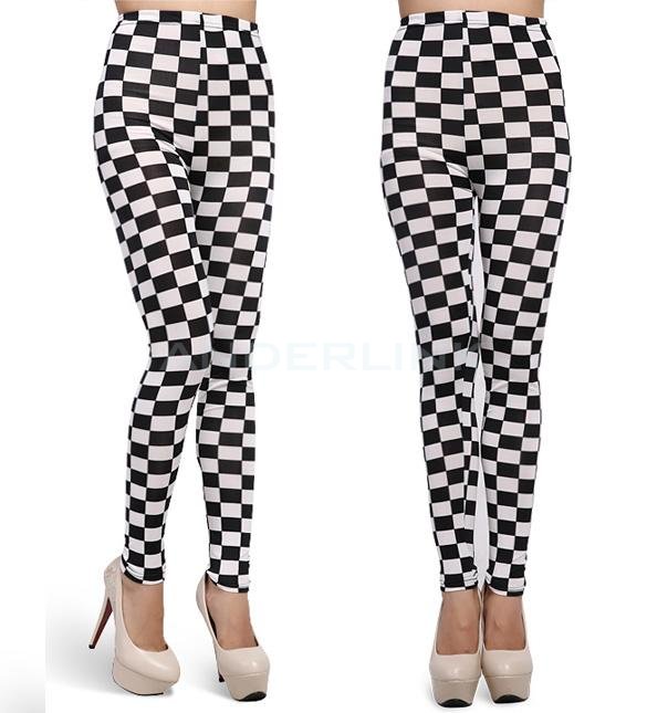 unknown Korea Women Skinny Geometric Print Pencil Pants Nine Points Leggings