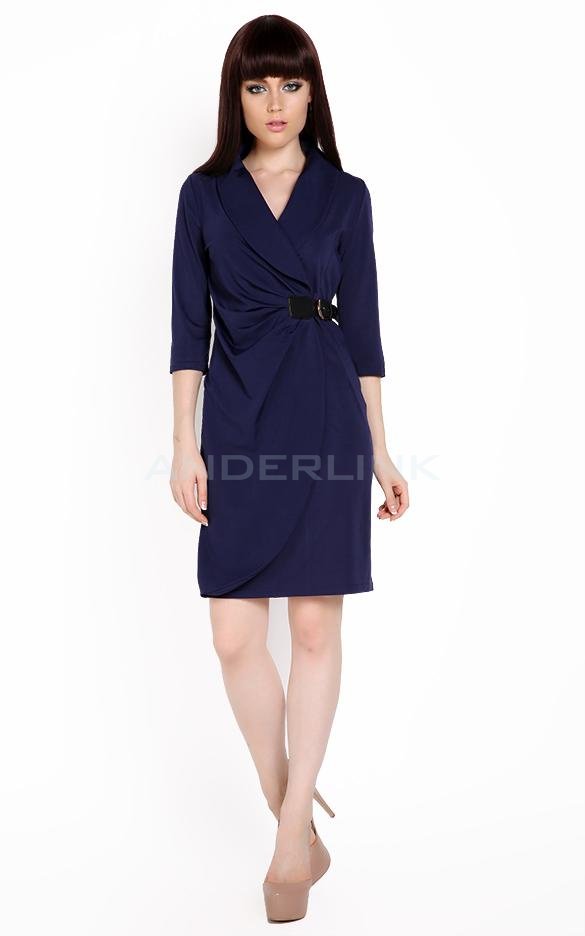 unknown Women Wrap Ruched Tunic Business Casual Cocktail Party Evening Pencil Dress