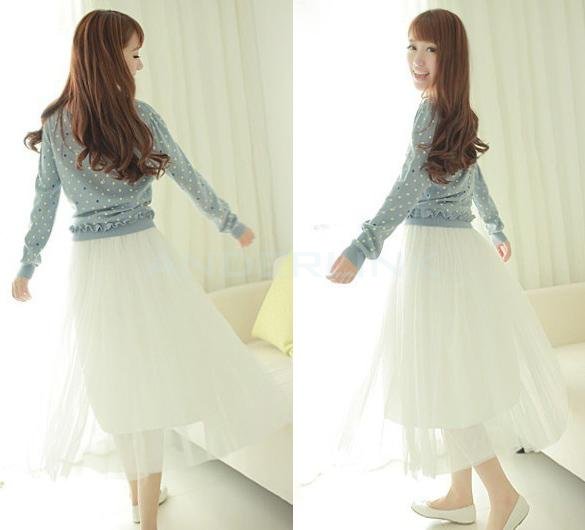 unknown Women's Fashion Princess Style Voile Tulle Skirt Bouffant Puffy Skirt Long Skirts