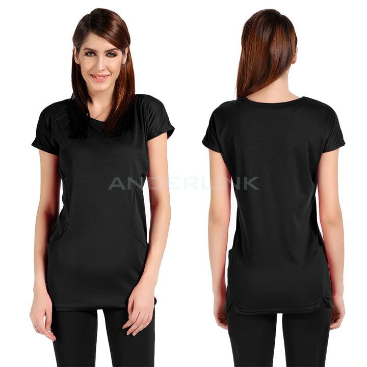 unknown Womens Pocket Above Knee Short Sleeve T-shirt Shirts Round Neck