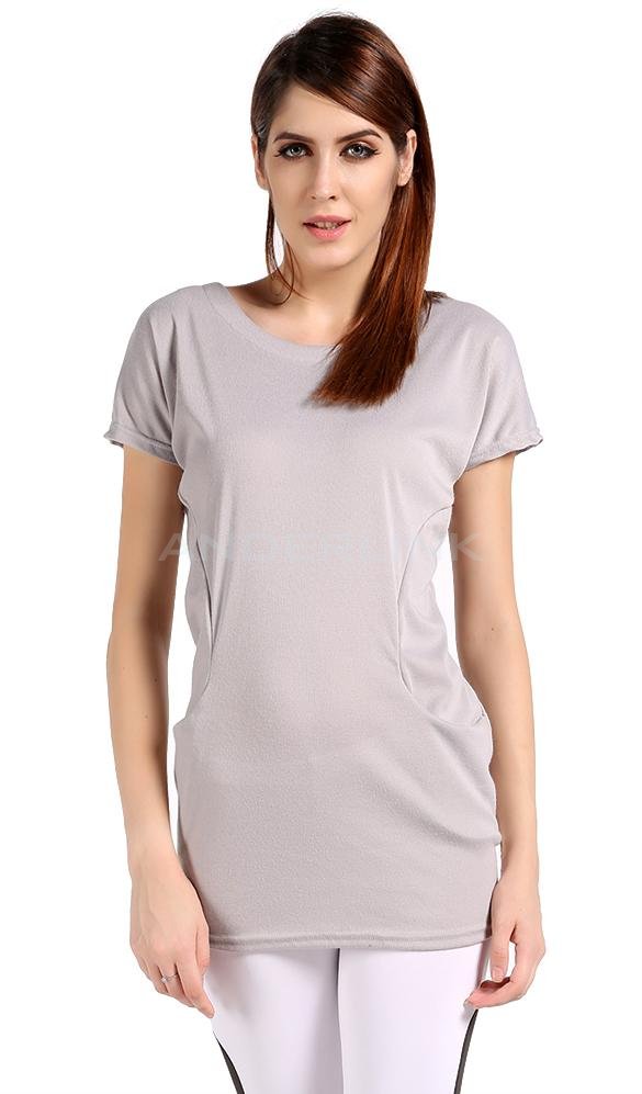 unknown Womens Pocket Above Knee Short Sleeve T-shirt Shirts Round Neck