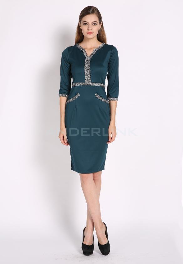 unknown Womens Vintage Elegant Party Tunic Bodycon Wear To Work Office Lady Sheath Pencil Dress