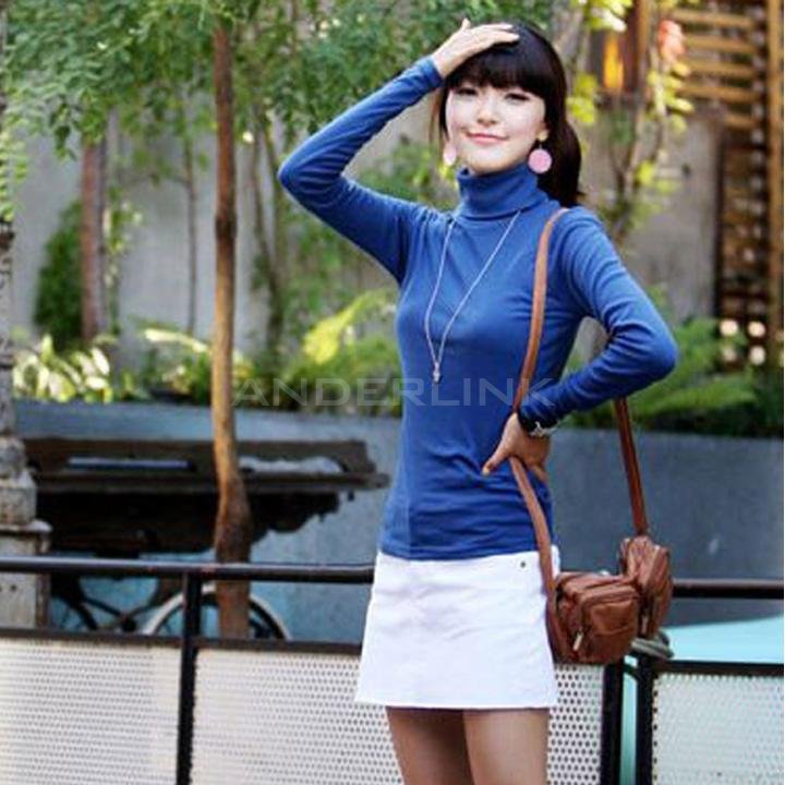 unknown Women Pullovers Turtleneck Long-sleeve Basic Shirt Solid Bottoming Shirt Tops
