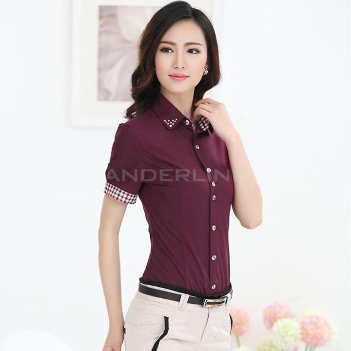 unknown Women New Good Quality Turndown Collar Shirt Women Office Lady Formal Tops Blouse