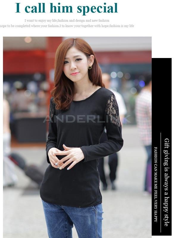 unknown Hot Sale The Autumn Women Slim Sweater Sexy Lace Shoulder Long Sleeve T-shirt