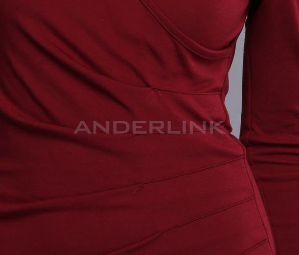 New Fashion Lady Women's Slim Folds Tight-fitting Long Sleeve Dress Sexy Lady Dress