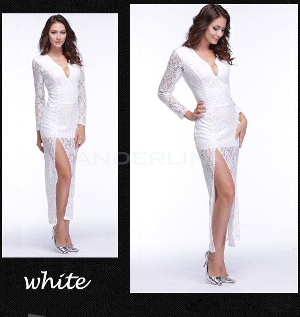 Fashion Women V Side Slit Ball Cocktail Party Formal Evening Dress