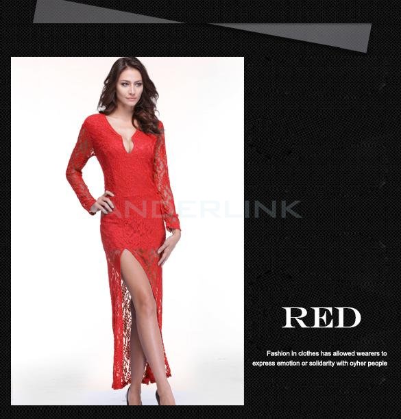 Fashion Women V Side Slit Ball Cocktail Party Formal Evening Dress