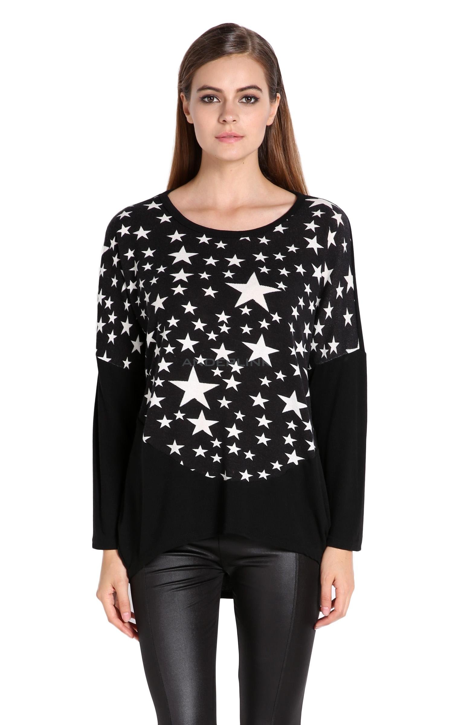 unknown New Stylish Lady Women's Loose Star Print Long Sleeve Casual Tops Blouse