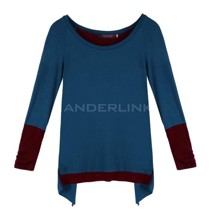 unknown Fashion Women Lady Loose Stitching Long Sleeve T-Shirt Blouse Tops