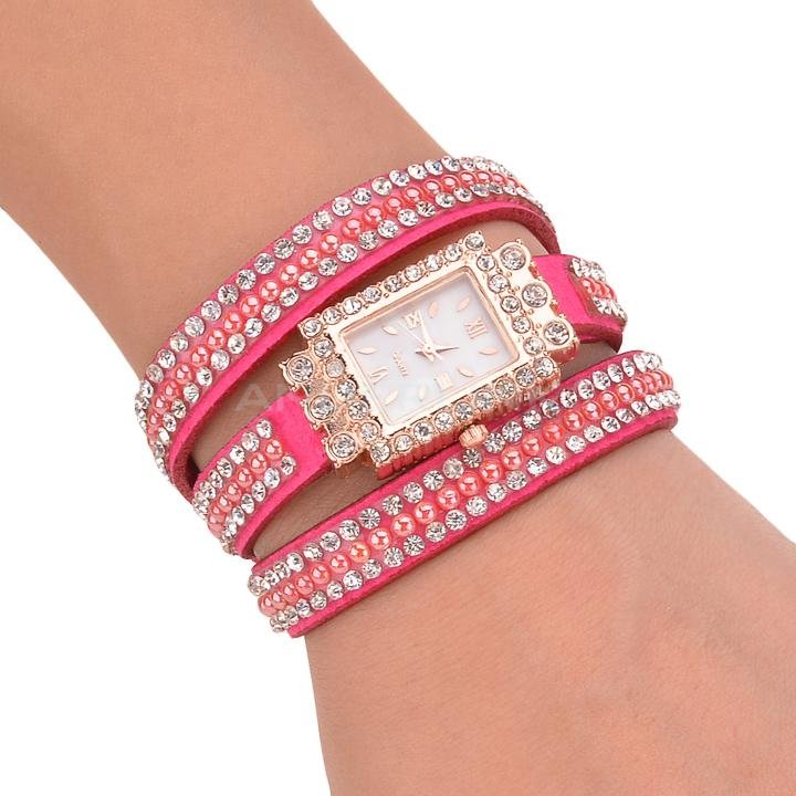 unknown Fashion Women's Sequin Button Circle Chain Dial Bracelet Wrist Watch