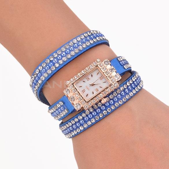 unknown Fashion Women's Sequin Button Circle Chain Dial Bracelet Wrist Watch