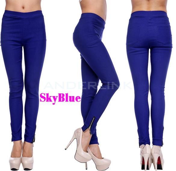 unknown New Fashion Women Slim Casual Fit Candy Pencil Zipper Trousers Pants