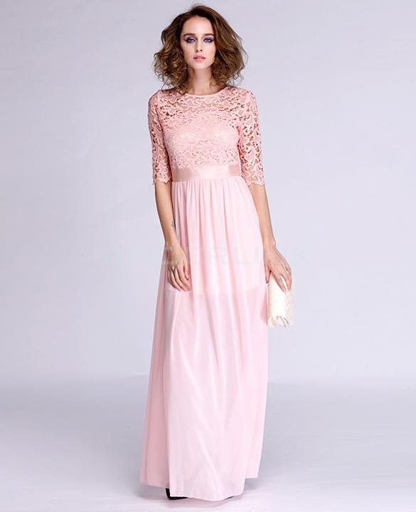 unknown Women's Lace Chiffon Patchwork Prom Ball Gown Cocktail Party Evening Maxi Dress