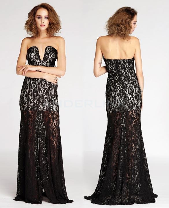 unknown New Fashion Women's Sexy Sleeveless Black Floral Lace Bodycon Party Prom Ball Gown Evening Cocktail?Maxi Dress