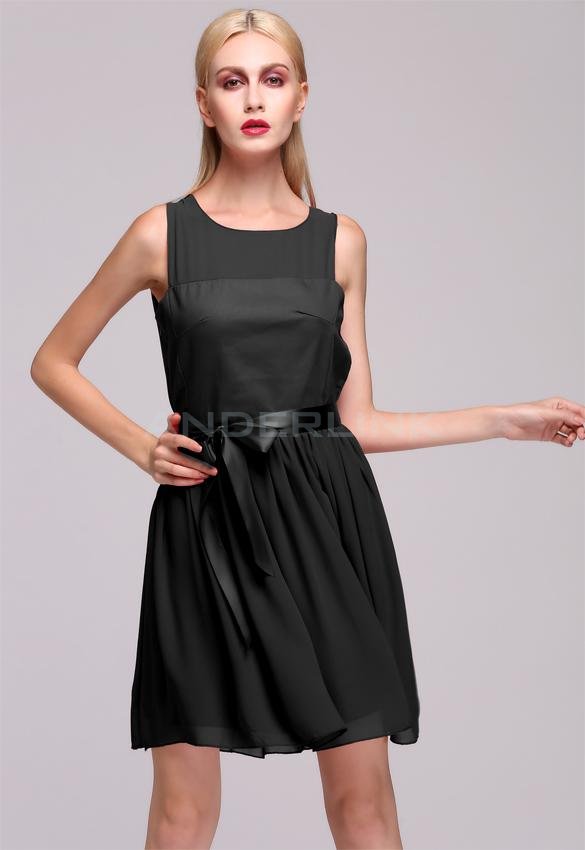 unknown Stylish New Fashion Lady Women Party Sleeveless Chiffon O-neck Dress