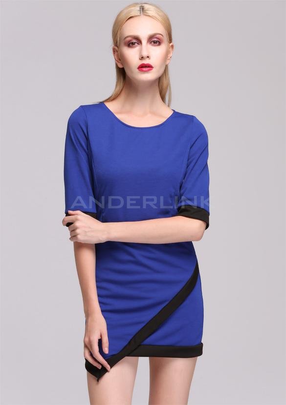 unknown Stylish Lady Women's Casual New Fashion Irregular Hem O-neck Sexy?Dress