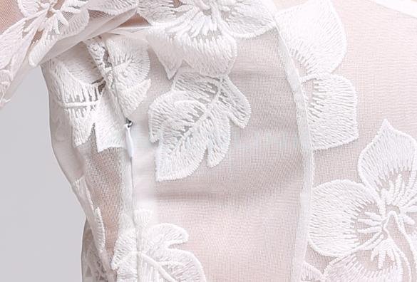 New Fashion Women Elegant Lace Floral Ladies Slim Sweet Long Sleeve Casual Party Dress