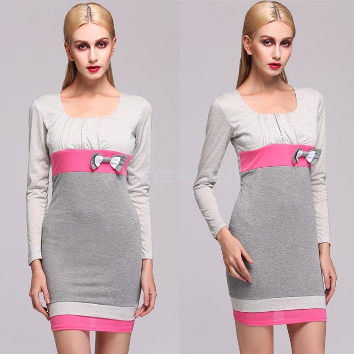 unknown Stylish Lady Women's Casual New Fashion Long Sleeve Square Dress