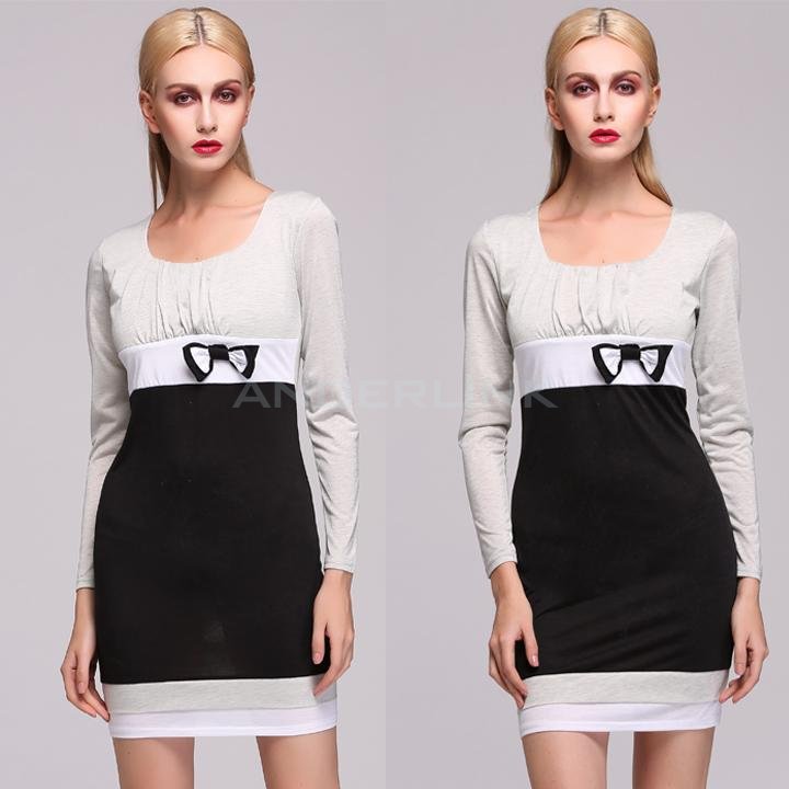 unknown Stylish Lady Women's Casual New Fashion Long Sleeve Square Dress