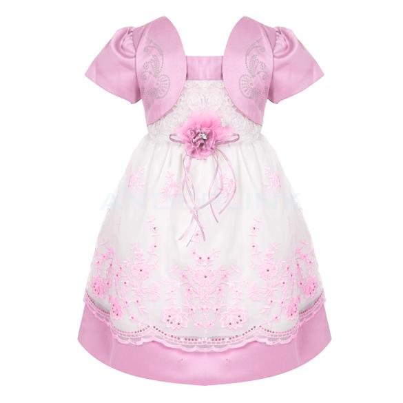 Baby Girl Kids Children Sweet Slash Neck Cap Sleeve Patchwork Floral Sequined Bubble Dress