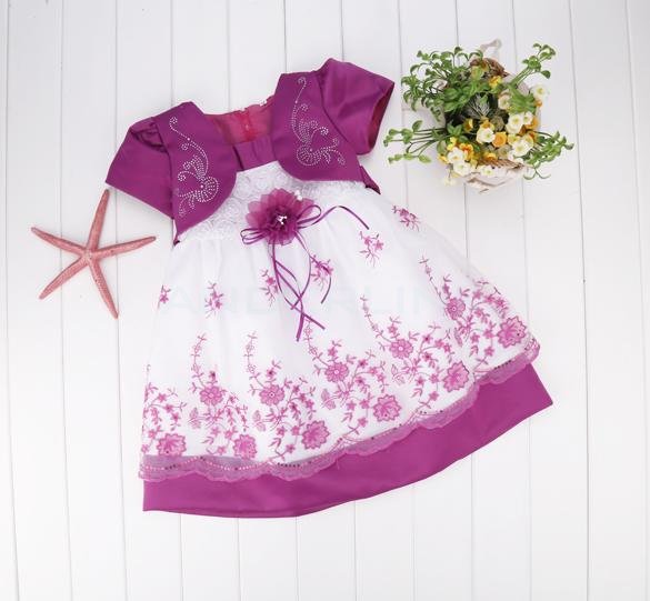 Baby Girl Kids Children Sweet Slash Neck Cap Sleeve Patchwork Floral Sequined Bubble Dress