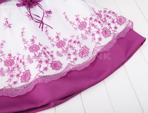 Baby Girl Kids Children Sweet Slash Neck Cap Sleeve Patchwork Floral Sequined Bubble Dress