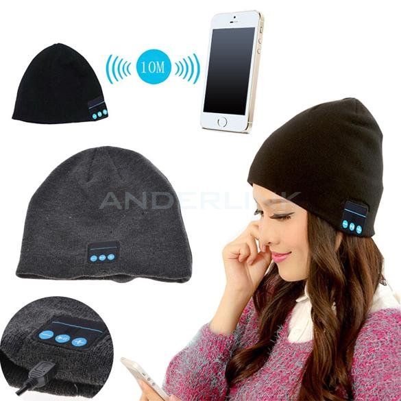 unknown New Fashion Soft Warm Knitted Hat Wireless Bluetooth Headset Headphone High-tech Smart Cap
